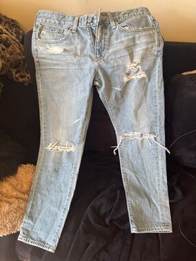 Ag Adriano Goldschmied Light Blue Distressed Skinny Jeans